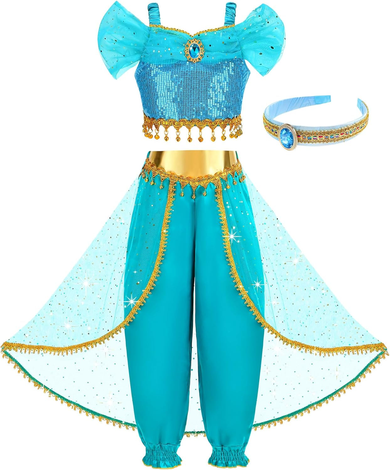 Princess Costume for Girls Kids Arabian Princess Fancy Dress up for Halloween Birthday Cosplay Party Carnival