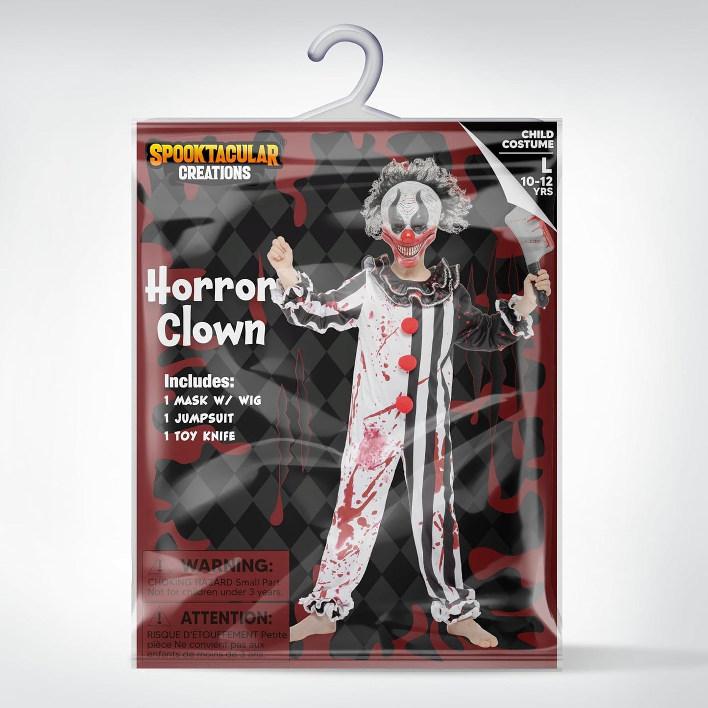 Halloween Boy Bleeding Killer Clown Costume, Horror Slasher Clown Costume