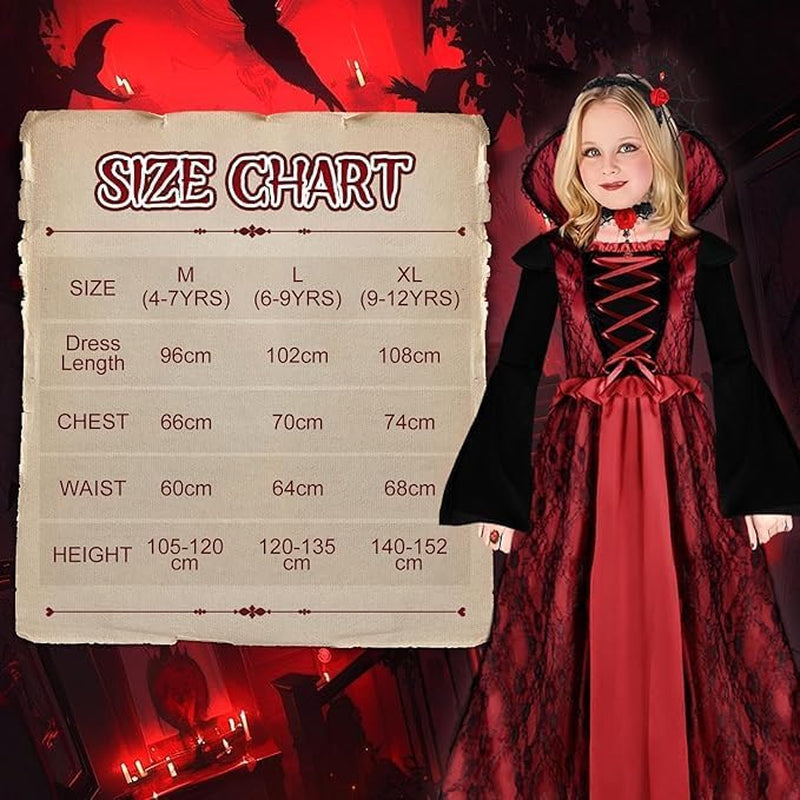 Vampire Costume Girls, Vampire Dress Costume Kids Halloween Costume Dress Up, Halloween Costume Girls Cosplay