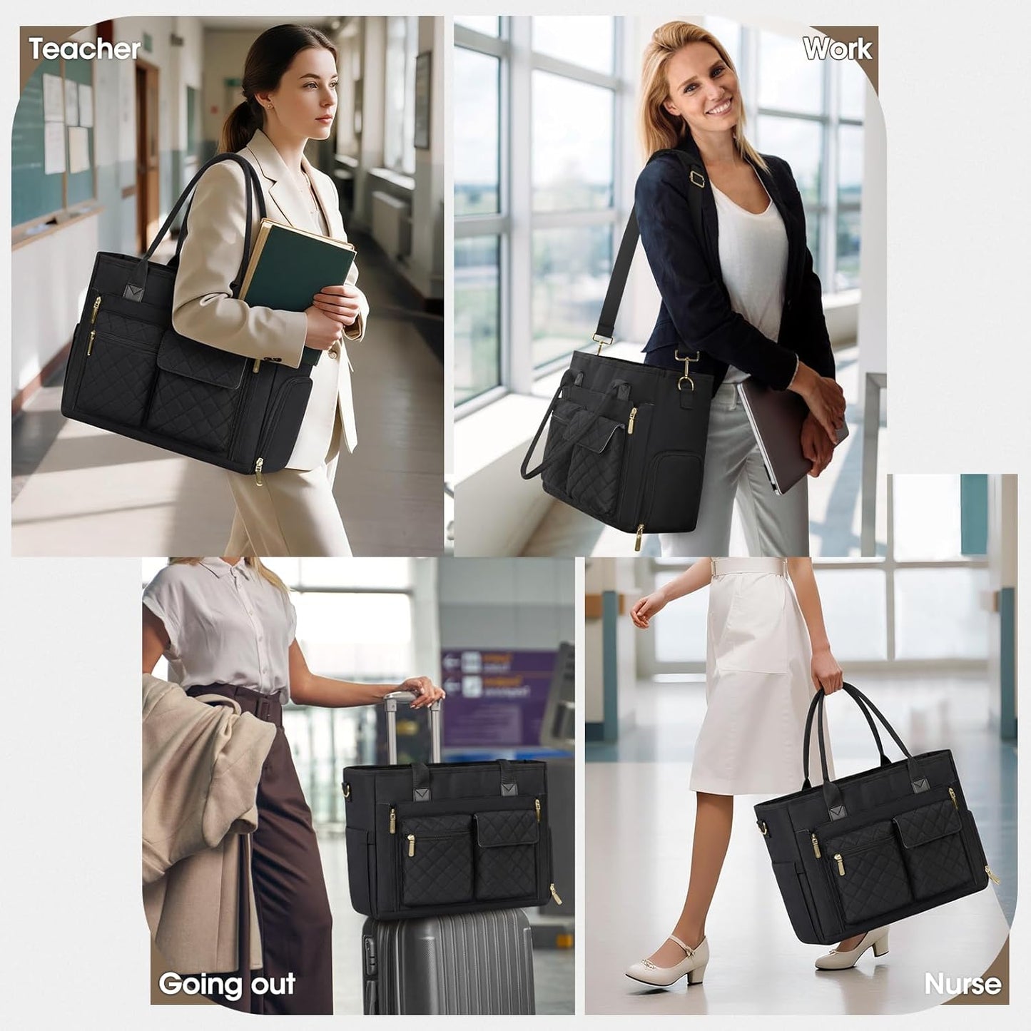 Teacher Tote Bag with Lunch Compartment 15.6 Inch Laptop Bag for Women Large Work Bags Nurse Bag Laptop Briefcase