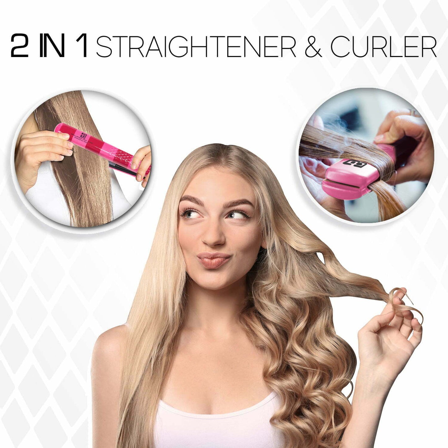 Original Ceramic Iron|Hair Straightener Curler 2 in 1|450° 1.25 Inch