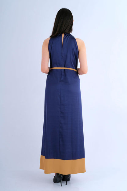 Robe Céleste bleue épaules dénudées - vue de profil