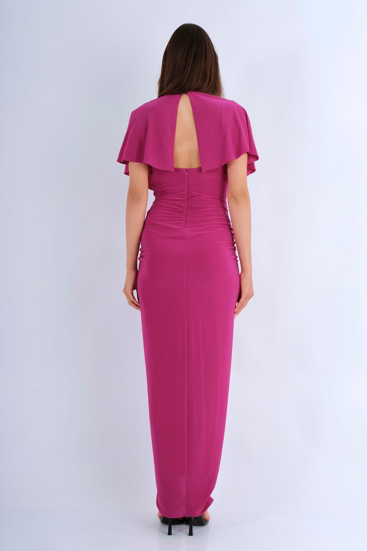 Robe longue florale one-shoulder à nœud - vue arrière