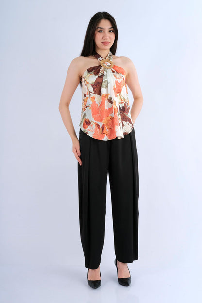 Top Halter Beige Paisley — vue de face