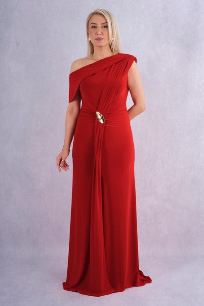Robe longue épaules dénudées drapé croisé - vue face