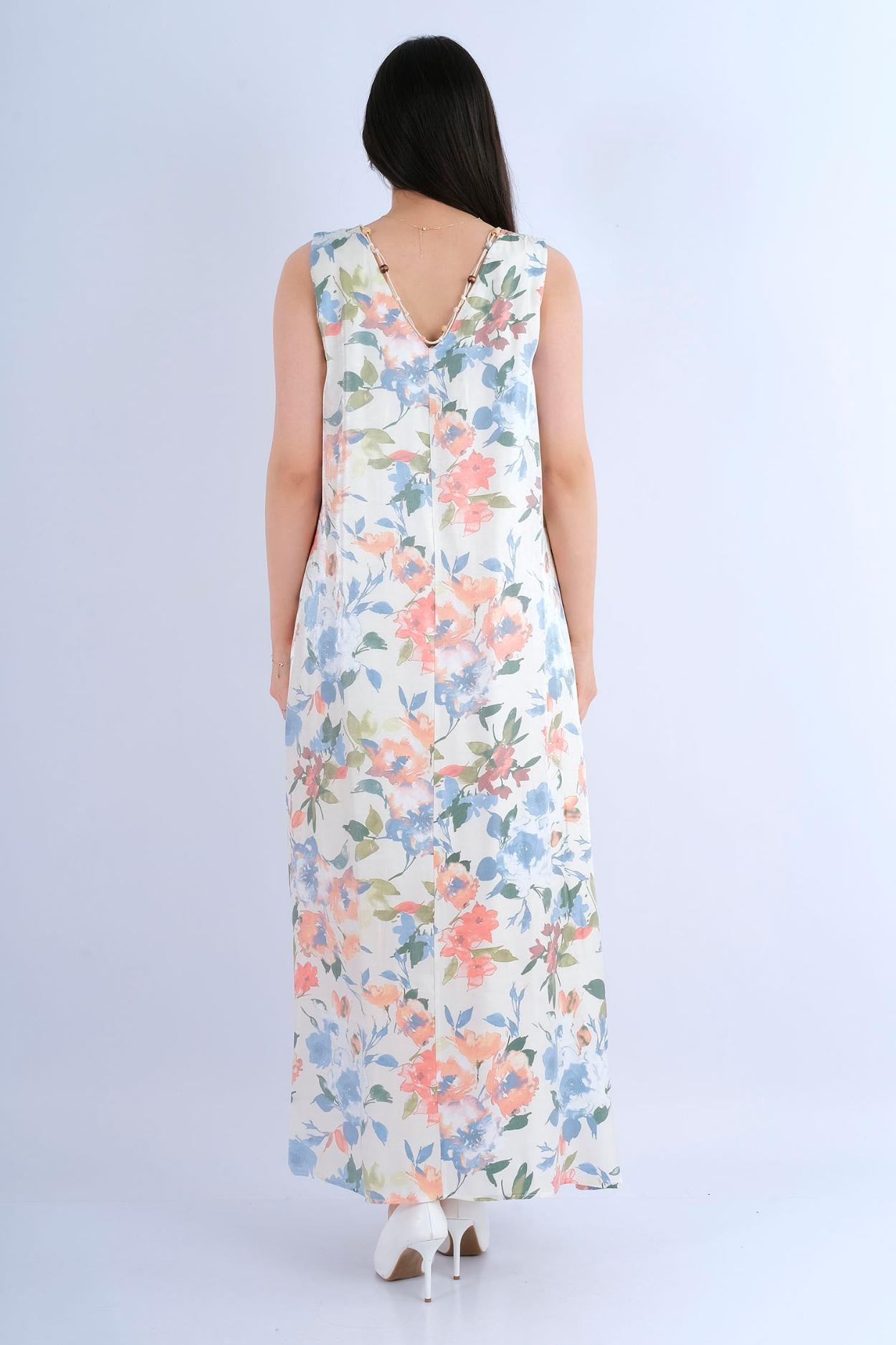 Robe midi chemisier ceinturée - vue arrière
