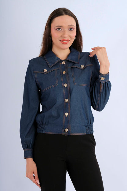 Blazer Croisé Ceinture Plaques Dorées — vue de face