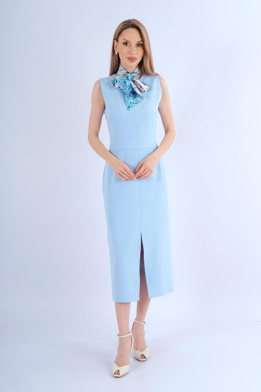 Robe courte bulle boutonnée col chemisier - vue avant