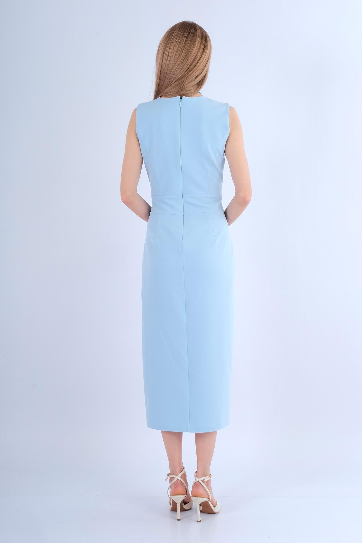 Robe courte bulle boutonnée col chemisier - vue arrière