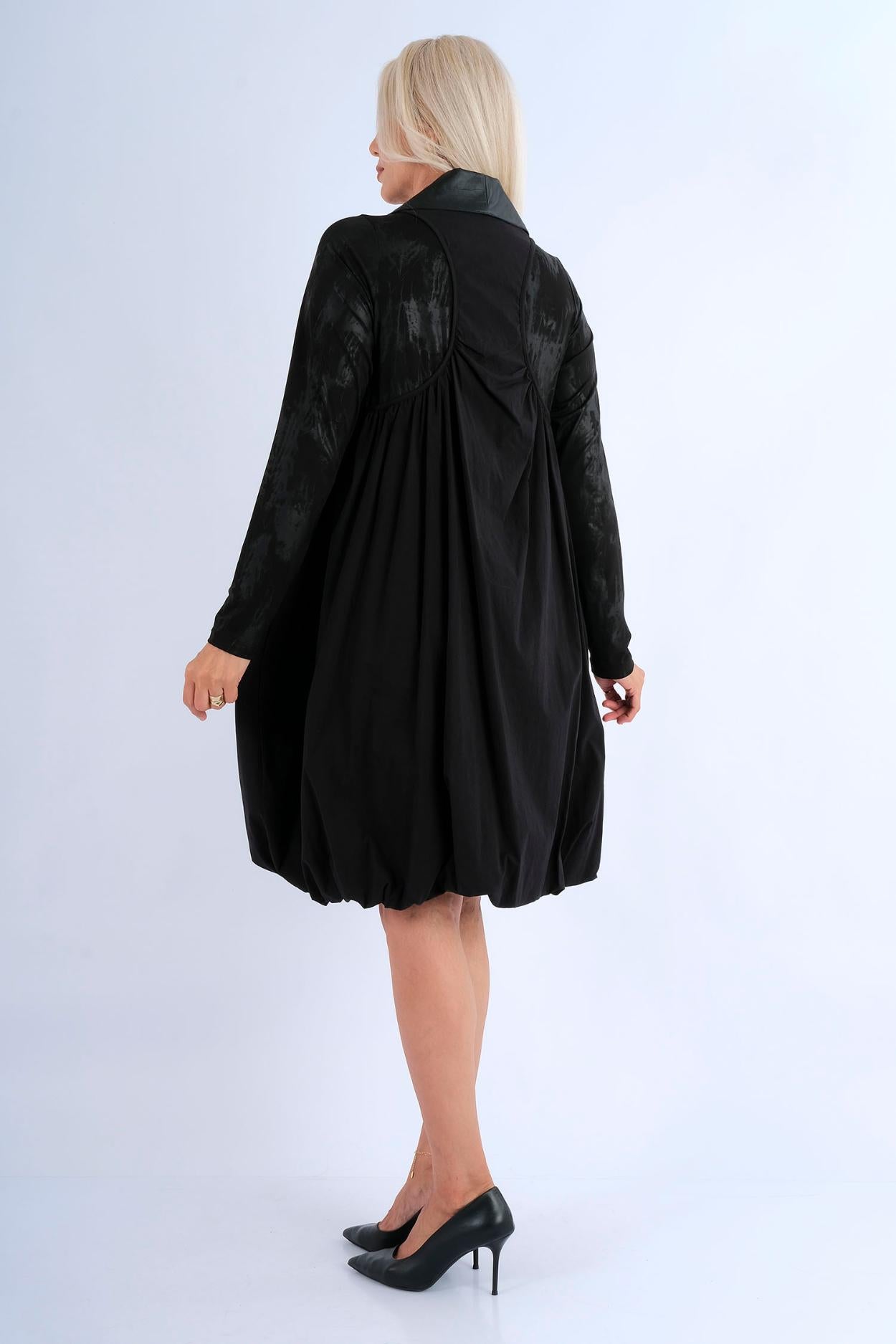 Robe longue plissée off-shoulder manches bouffantes bleu ciel - vue arrière