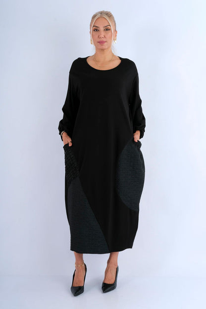 Robe longue plissée off-shoulder manches bouffantes - vue avant