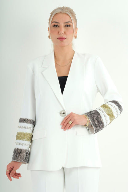 Blazer Croisé Revers Satiné — vue de face