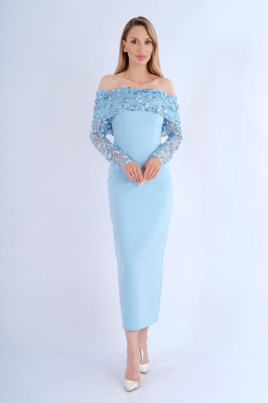 Robe midi bicolore rose crème ceinturée - vue avant