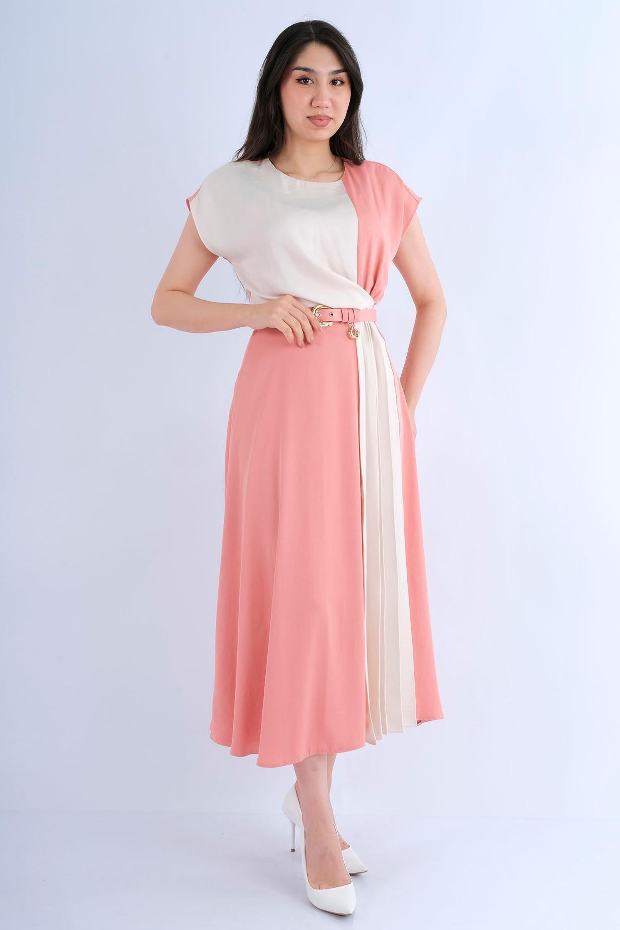 Robe longue fluide imprimé floral multicolore - vue avant
