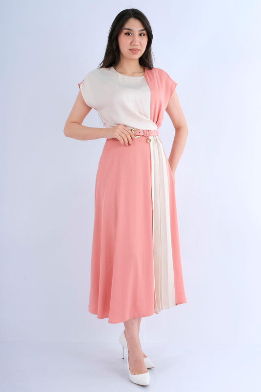 Robe longue fluide imprimé floral multicolore - vue avant