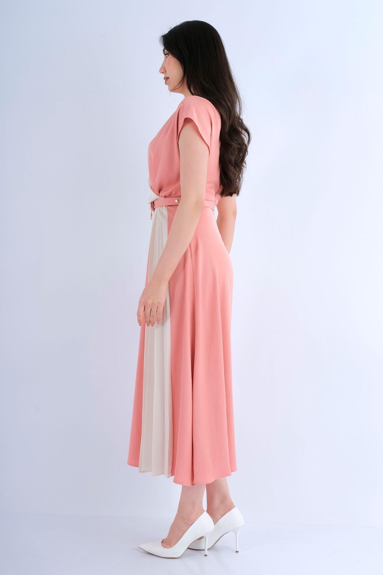 Robe longue fluide imprimé floral multicolore - vue arrière