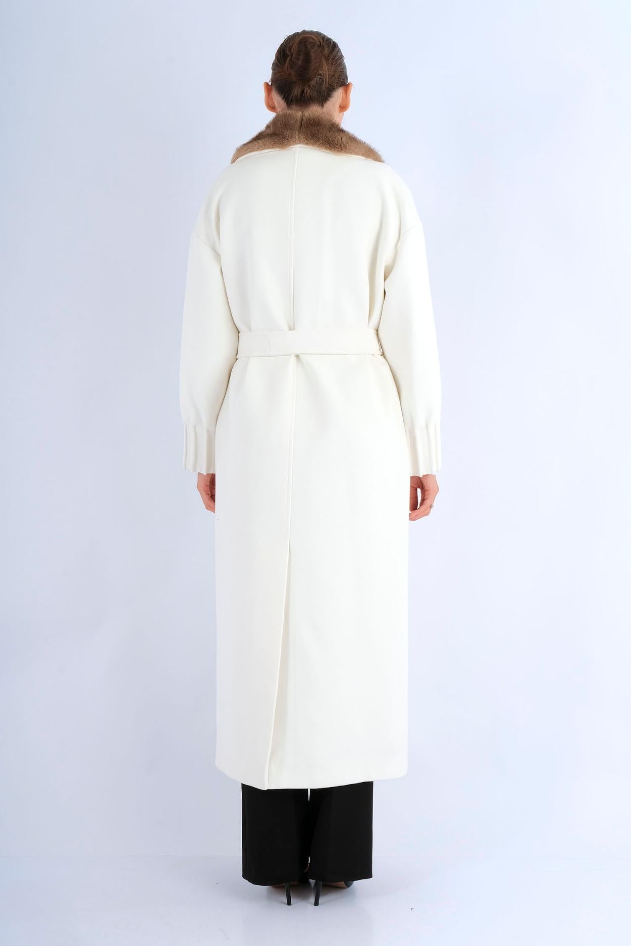 Manteau Col Fourrure Ceinturé - vue dos