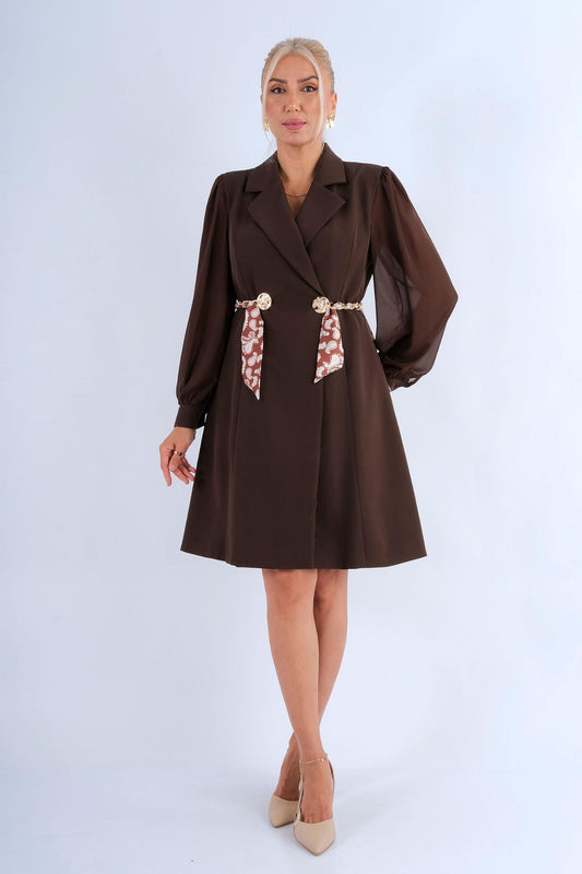 Robe courte bustier col dentelé jupe plissée - vue avant
