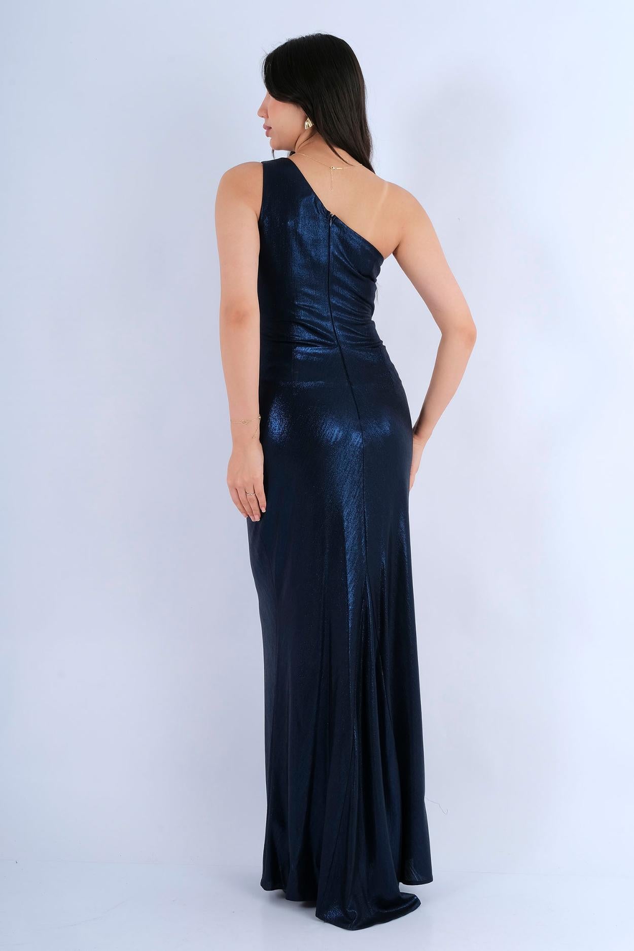 Robe longue col V manches bouffantes pailetées - vue dos