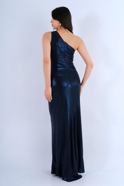Robe longue col V manches bouffantes pailetées - vue dos