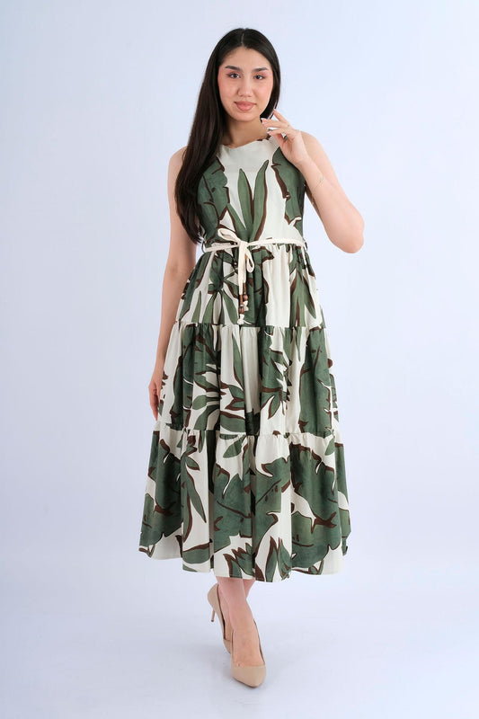 Robe midi noire broche florale nœud léopard - vue avant