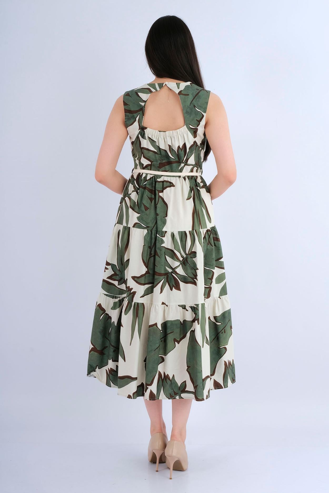 Robe midi noire broche florale nœud léopard - vue arrière