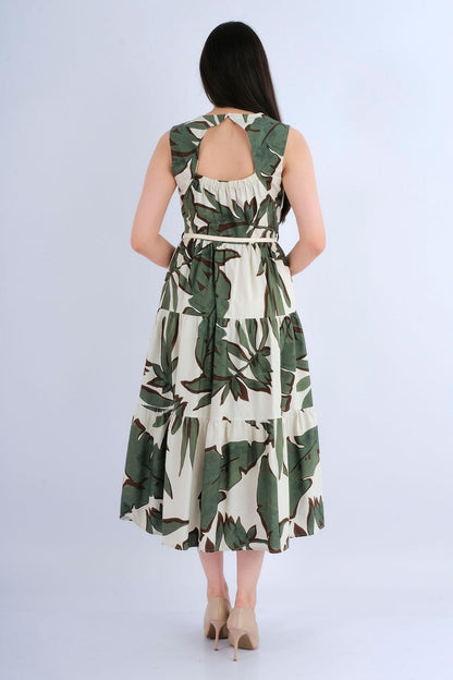 Robe midi noire broche florale nœud léopard - vue arrière