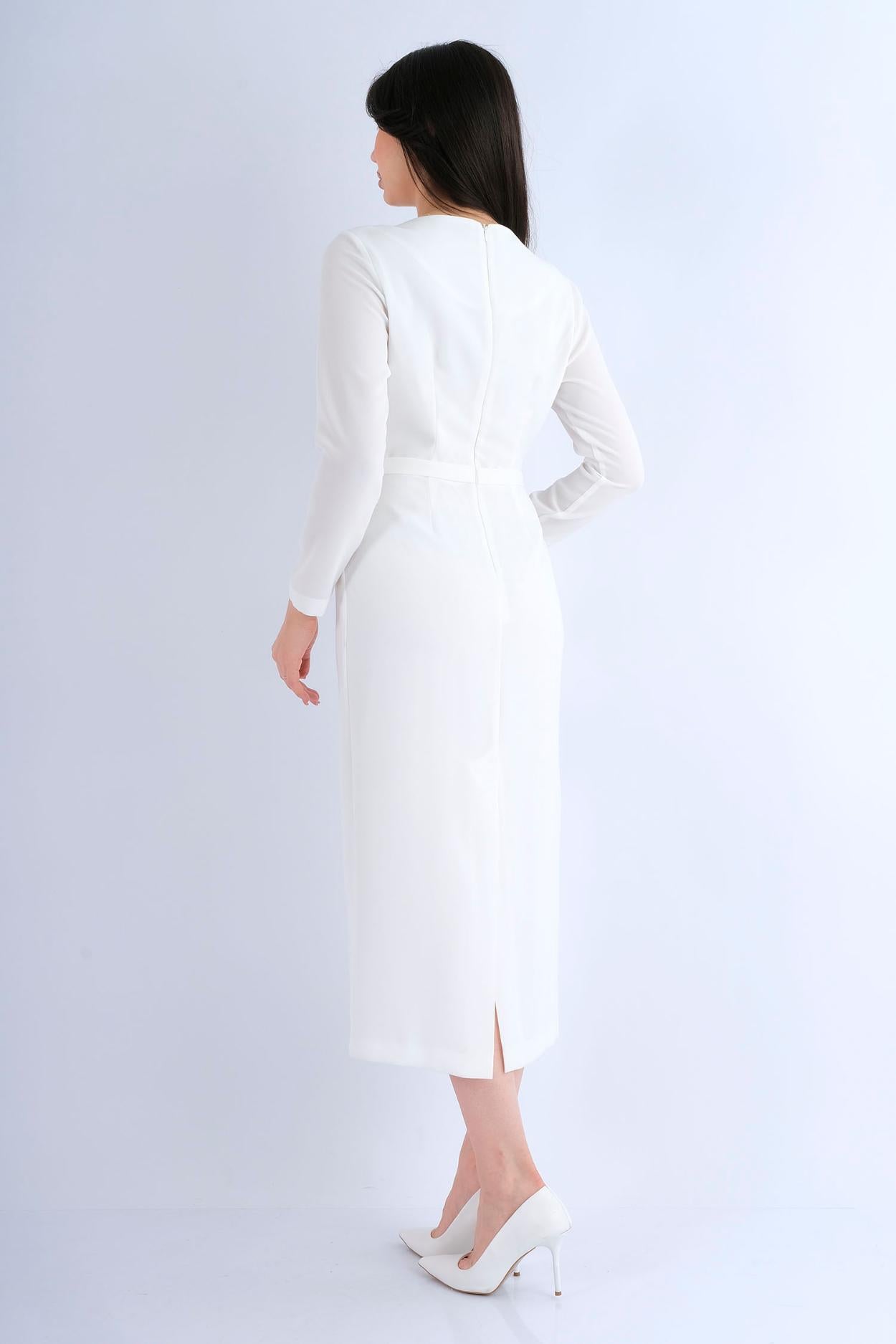 Robe de Soirée Blanche et Dorée - Vue arrière