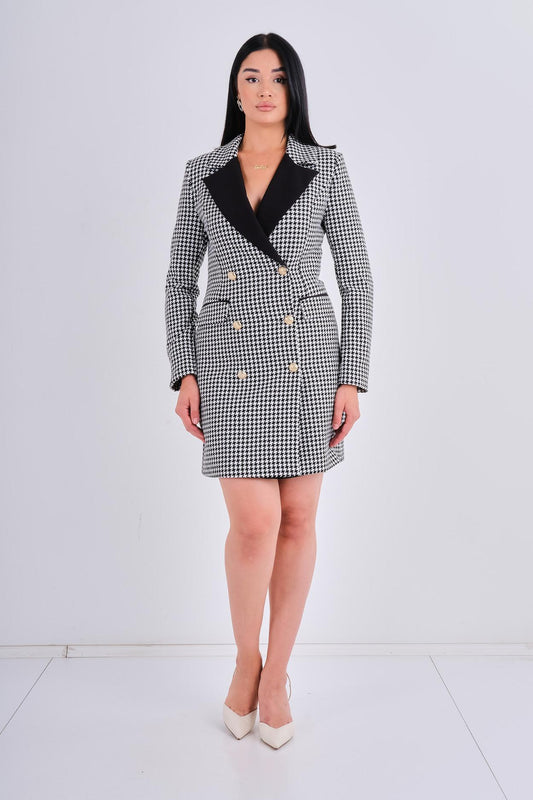 Robe Blazer Pied-de-Poule - Vue avant