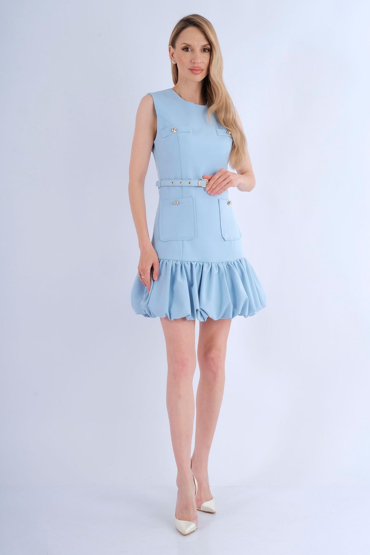 Robe Mini Jupe Ballon - Vue avant blanc