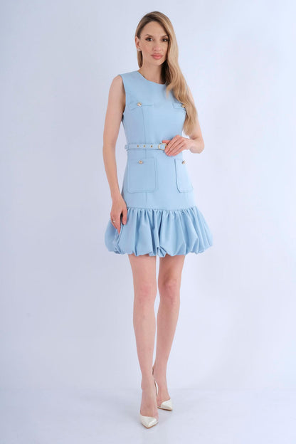 Robe Mini Jupe Ballon - Vue avant blanc