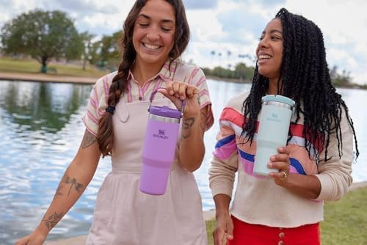 Iceflow Flip Straw Tumbler with Handle 30 Oz | Twist on Lid and Flip up Straw | Leak Resistant Water Bottle | Insulated Stainless Steel |Bpa-Free | Lilac