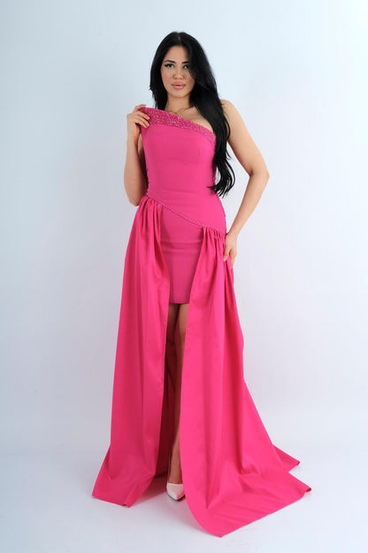 Robe midi verte col montant boutons dorés - vue face