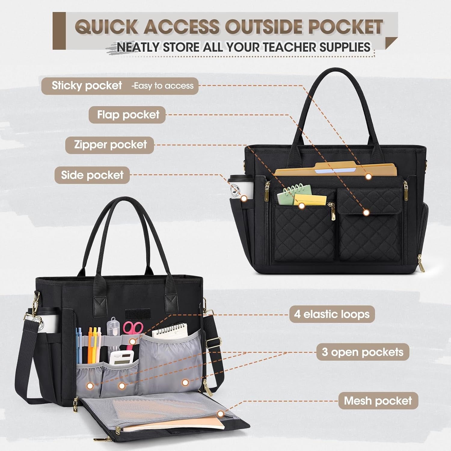 Teacher Tote Bag with Lunch Compartment 15.6 Inch Laptop Bag for Women Large Work Bags Nurse Bag Laptop Briefcase