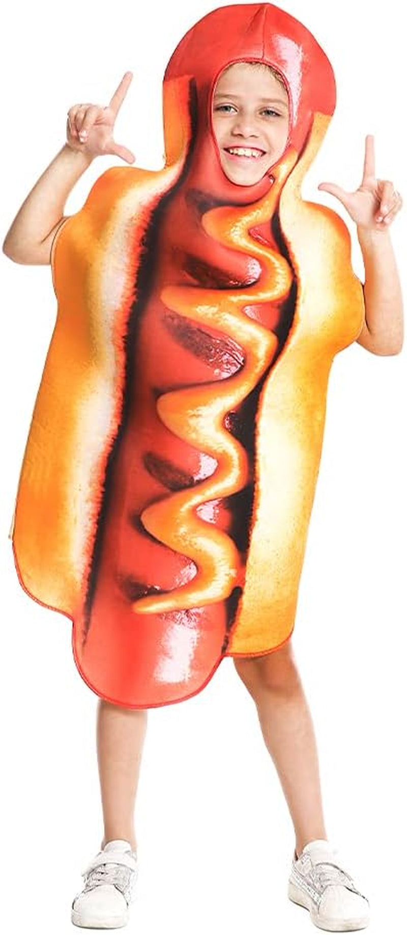 Boy Hot Dog Costume Role Play Food Hotdog Jumpsuit Cosplay Kids Girl Halloween Costumes (Fit 4-8 Years Old)