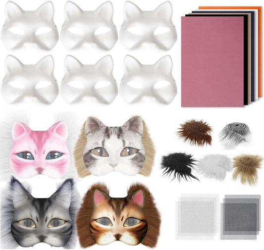 Therian Mask Kit, Cat Mask, Costume Furry Masks DIY, Animal Arts Crafts Kit, for Halloween Cosplay Party Interaction
