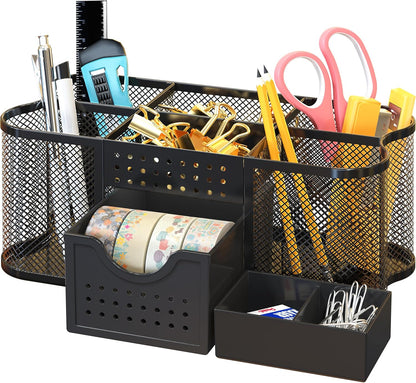 Decobrothers Desk Organizers Pencil/Pen Holder Caddy Storage Accessories for Office, Black