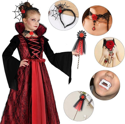 Vampire Costume Girls, Vampire Dress Costume Kids Halloween Costume Dress Up, Halloween Costume Girls Cosplay