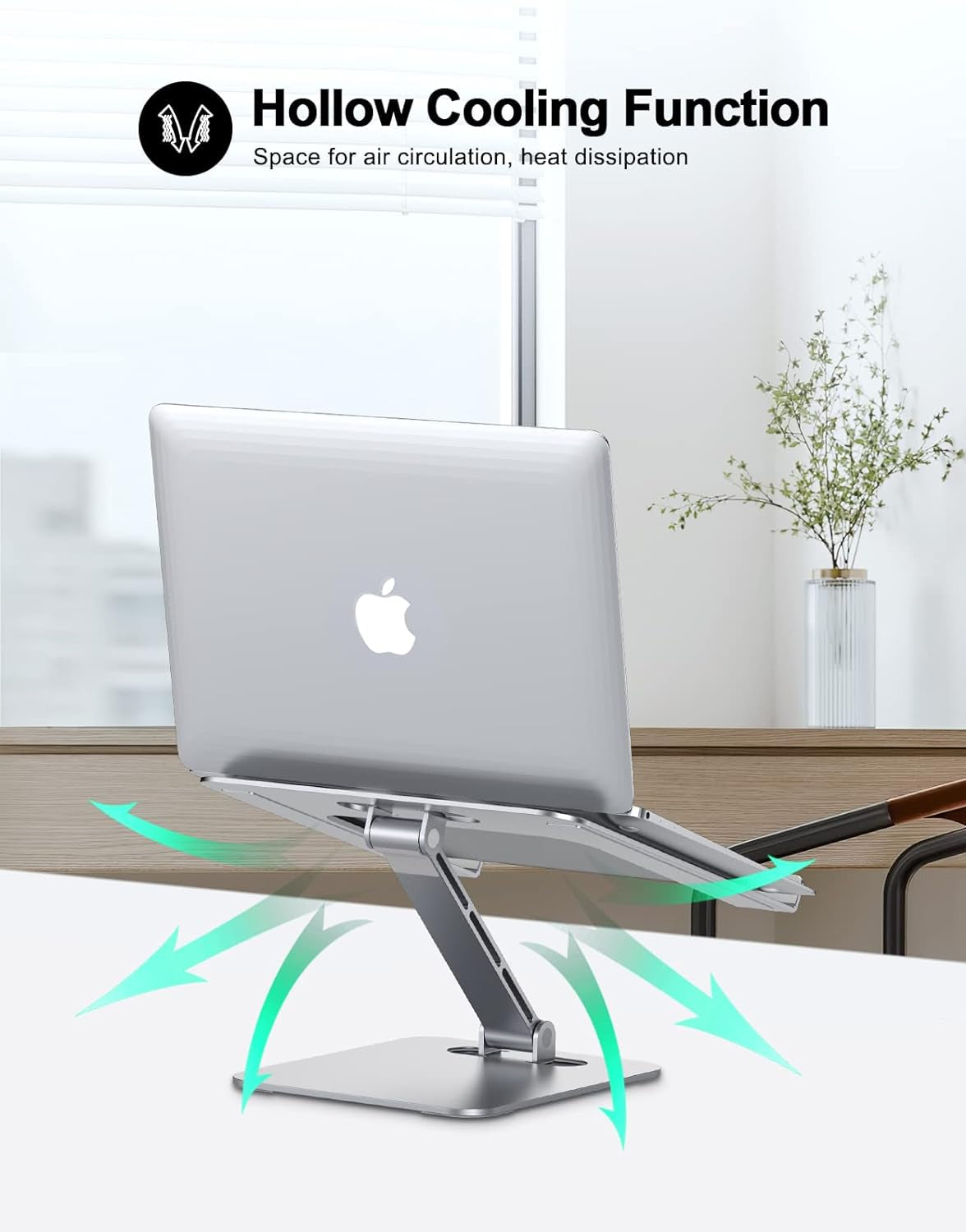 Laptop Stand for Desk, Ergonomic Adjustable Foldable Computer Stand with Heat-Vent, Aluminium Alloy Laptop Riser Compatible with Macbook Air, Pro, Dell XPS, Samsung, 10”-16"