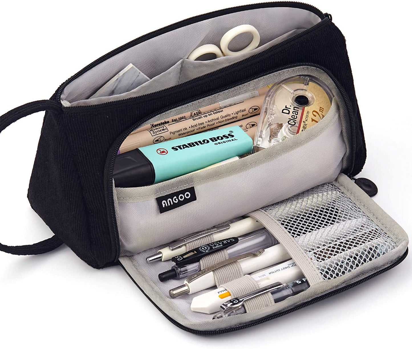 Big Capacity Pencil Case Pouch Pen Case Simple Stationery Bag School College Office Organizer for Teens Girls Adults Student, Plaid White, 8.4 X 4.5 X 1.4 Inches, Simple,Travel