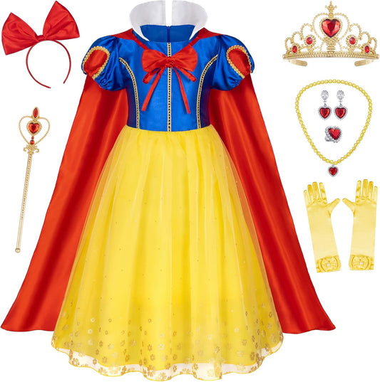 Princess Snow White Dress Costume for Toddler Girls Birthday Halloween Cosplay Party with Accessories 2-11 Years