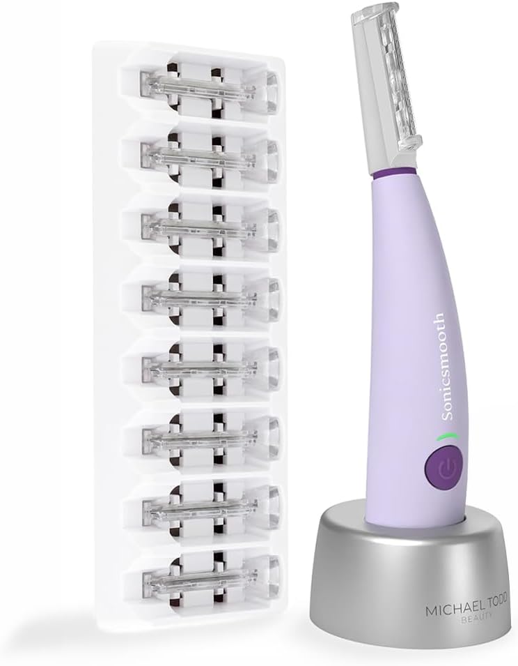 Beauty Sonicsmooth Dermaplane Razor for Women Face + Eyebrow Trimmer Dermaplaning System - Peach Fuzz Remover - 8 Weeks of Safety Edges