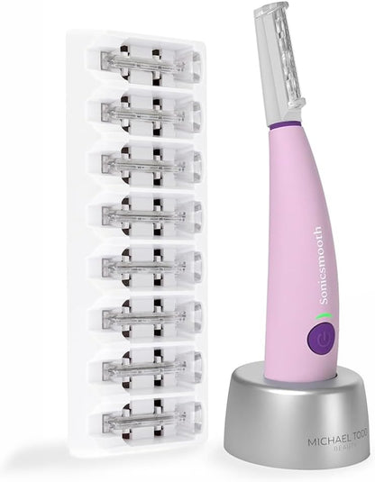 Beauty Sonicsmooth Dermaplane Razor for Women Face + Eyebrow Trimmer Dermaplaning System - Peach Fuzz Remover - 8 Weeks of Safety Edges