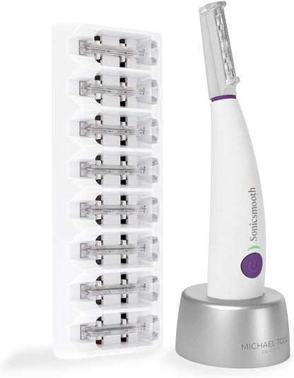 Beauty Sonicsmooth Dermaplane Razor for Women Face + Eyebrow Trimmer Dermaplaning System - Peach Fuzz Remover - 8 Weeks of Safety Edges