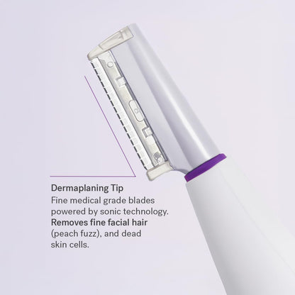 Beauty Sonicsmooth Dermaplane Razor for Women Face + Eyebrow Trimmer Dermaplaning System - Peach Fuzz Remover - 8 Weeks of Safety Edges