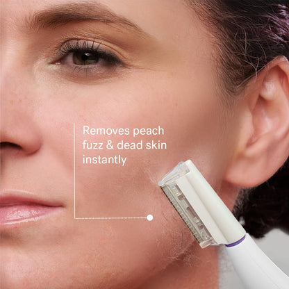 Beauty Sonicsmooth Dermaplane Razor for Women Face + Eyebrow Trimmer Dermaplaning System - Peach Fuzz Remover - 8 Weeks of Safety Edges