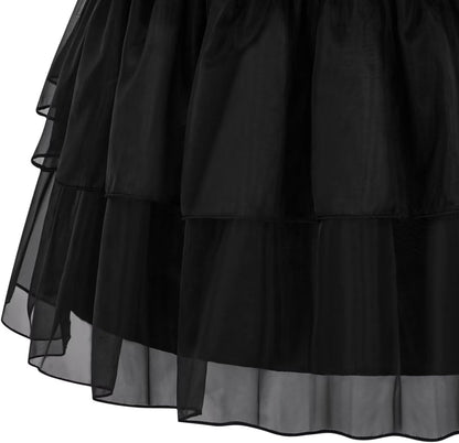 Girls Black Dress up Kids Family Costumes School Rave Halloween Cosplay Party Outfit with Wig Socks Belt