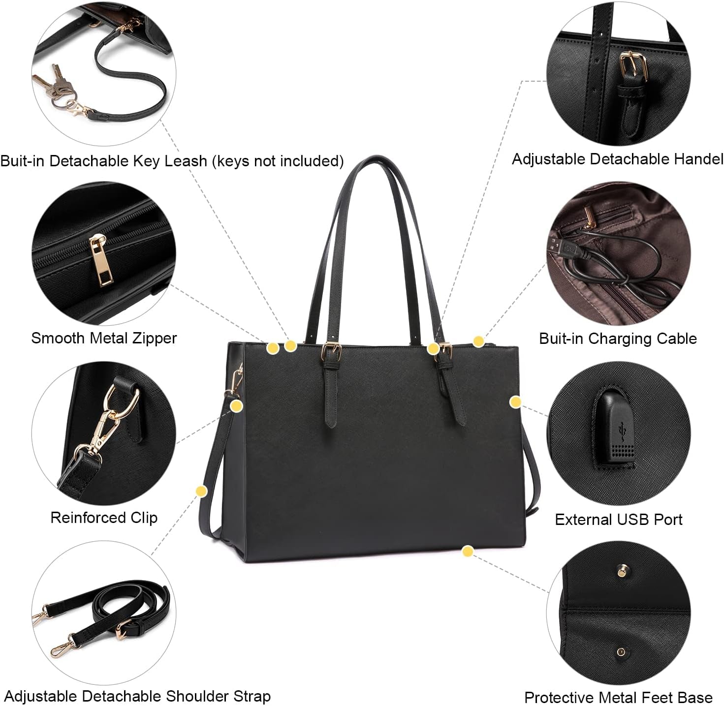 Laptop Bag for Women Computer Tote Bag Handbag Shoulder Bag Purse Business Work Briefcase Travel Bag, 15.6-Inch