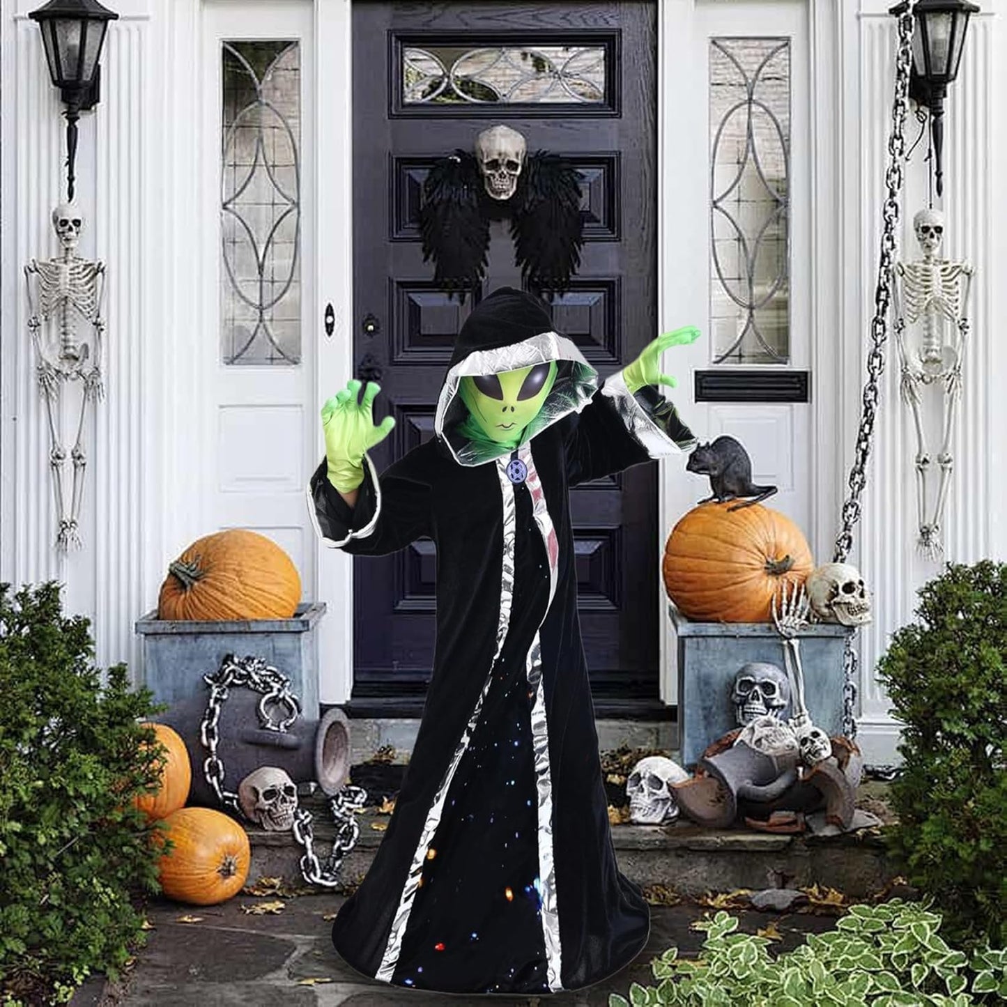 Alien Costume Kids Halloween Outfit - Hooded Robe, Mask, M Size
