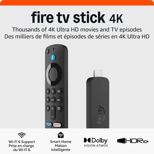 Fire TV Stick 4K (Newest Model), Streaming Device, More than 700,000 Movies and TV Episodes, Supports Wi-Fi 6, Watch Free & Live TV